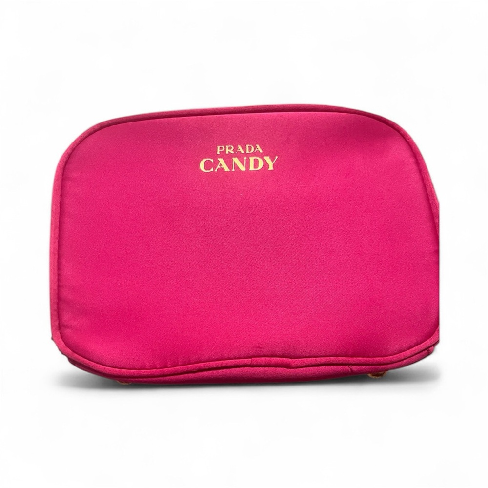 Prada Candy Pink Makeup Pouch Double zip travel bag